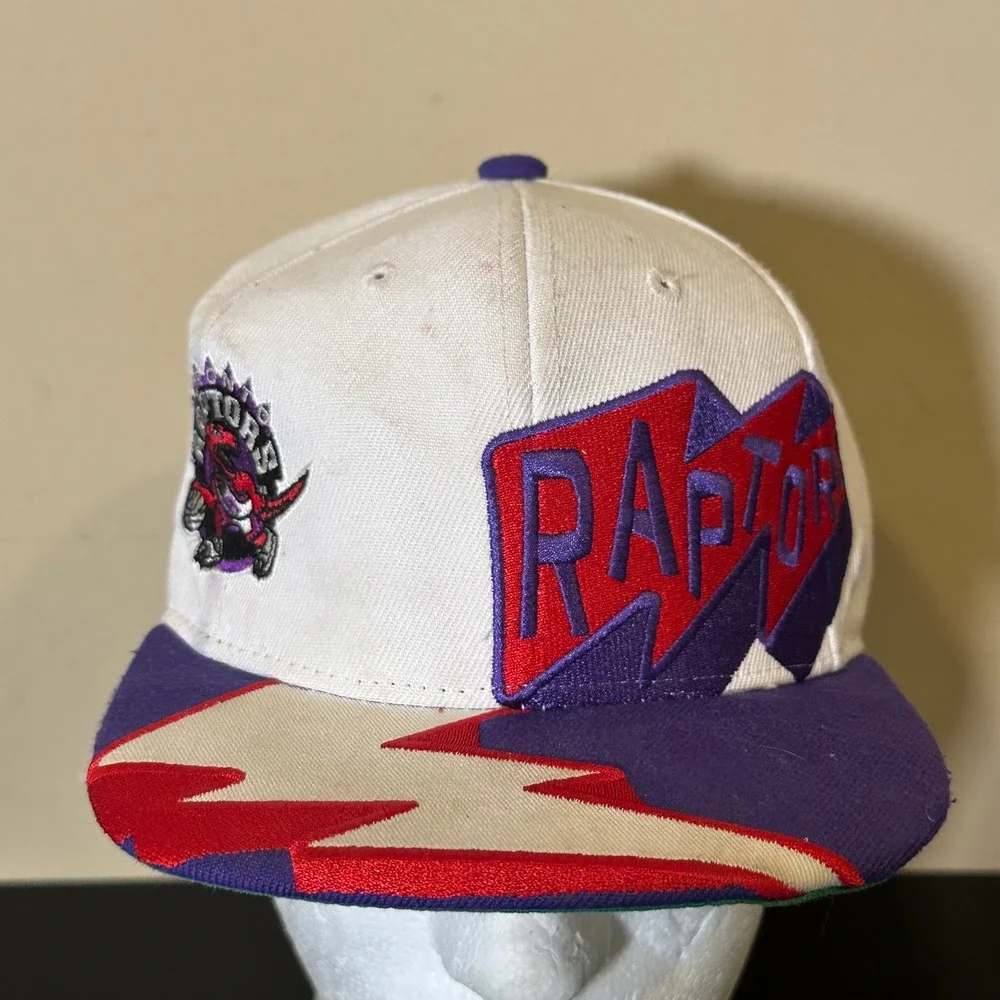 Mitchell & Ness Toronto Raptors Youth Snapback Hat White Purple Lightning Bolt